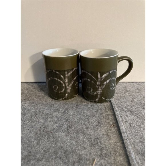 Set of 2 Green MCM Kasuga Coffee Mugs Made in Japan - Picture 2 of 6